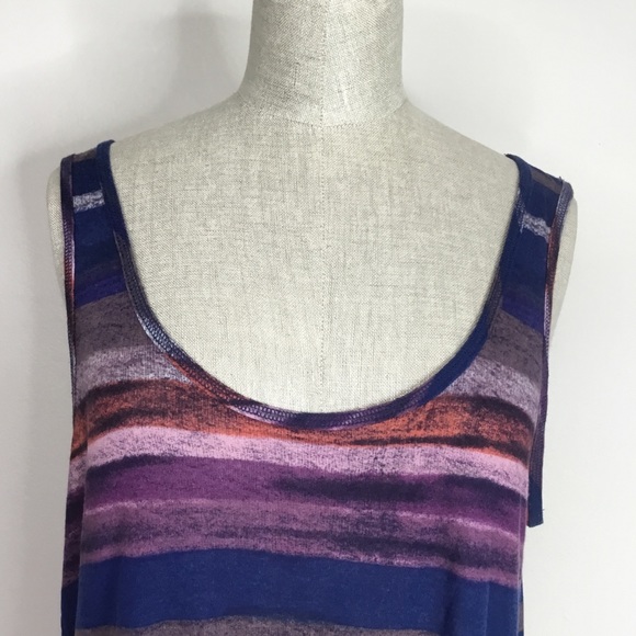 Splendid Semi-Sheer Multicolor Streak Scoop Neck Relaxed Tank Top Medium - Picture 5 of 12